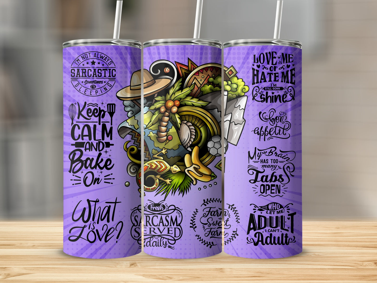Keep Calm and Bake On Sarcasm Quirky Tumblers