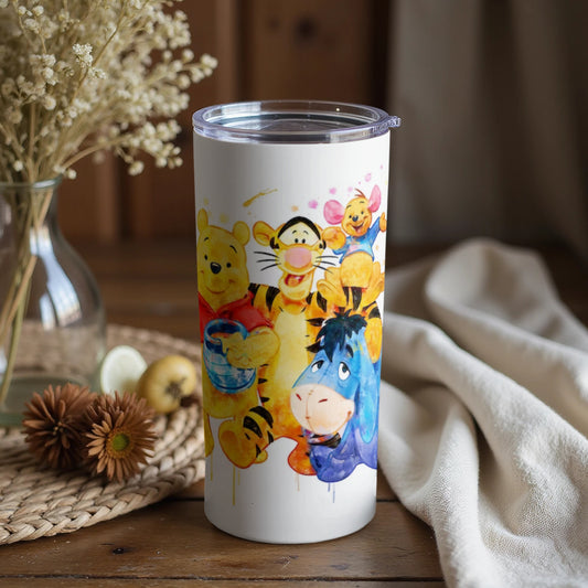 Colorful Watercolor Winnie the Pooh Themed Tumbler
