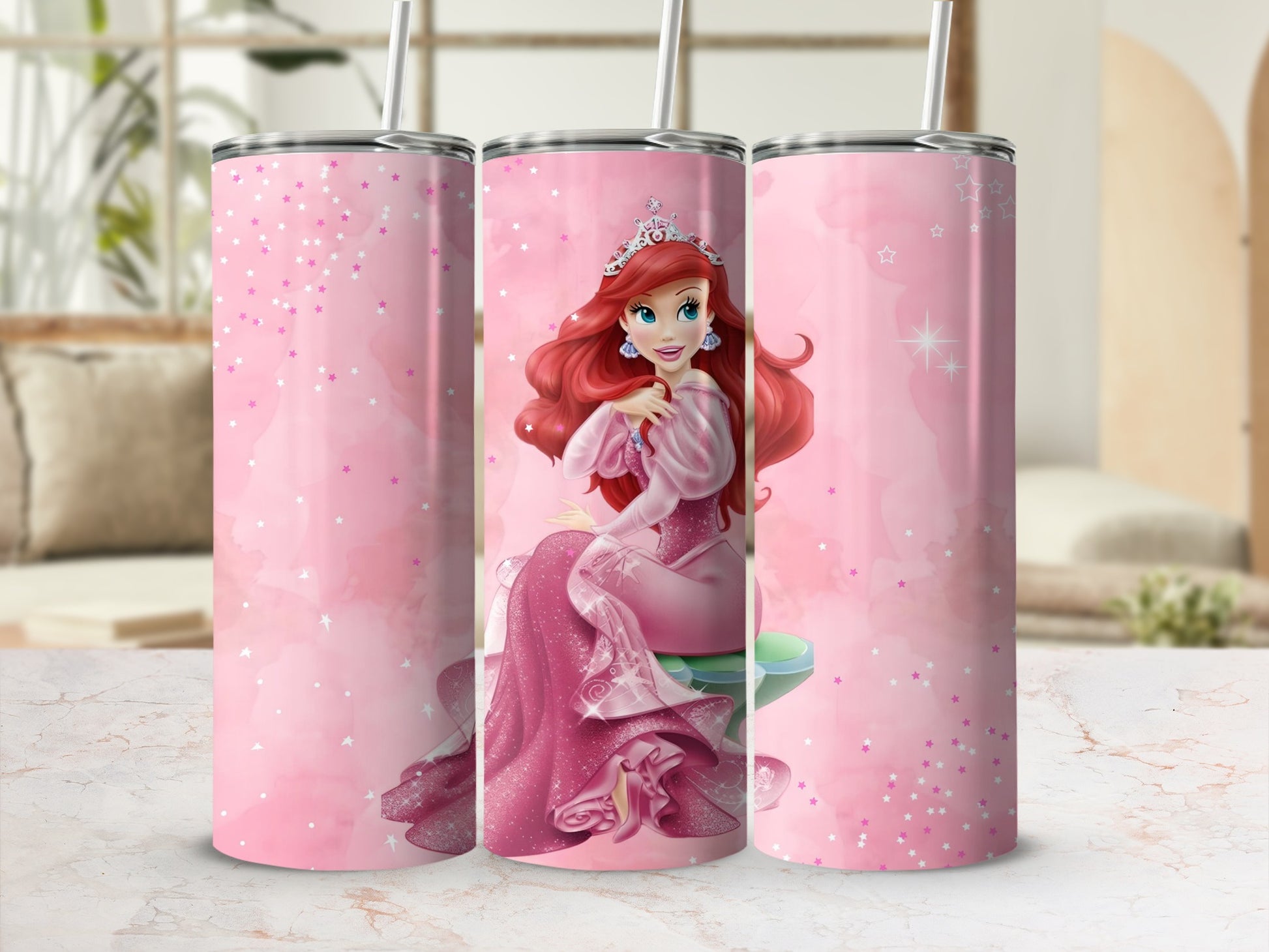 Pink Princess Character Design Tumbler Cup