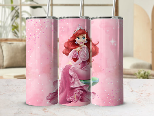 Pink Princess Character Design Tumbler Cup
