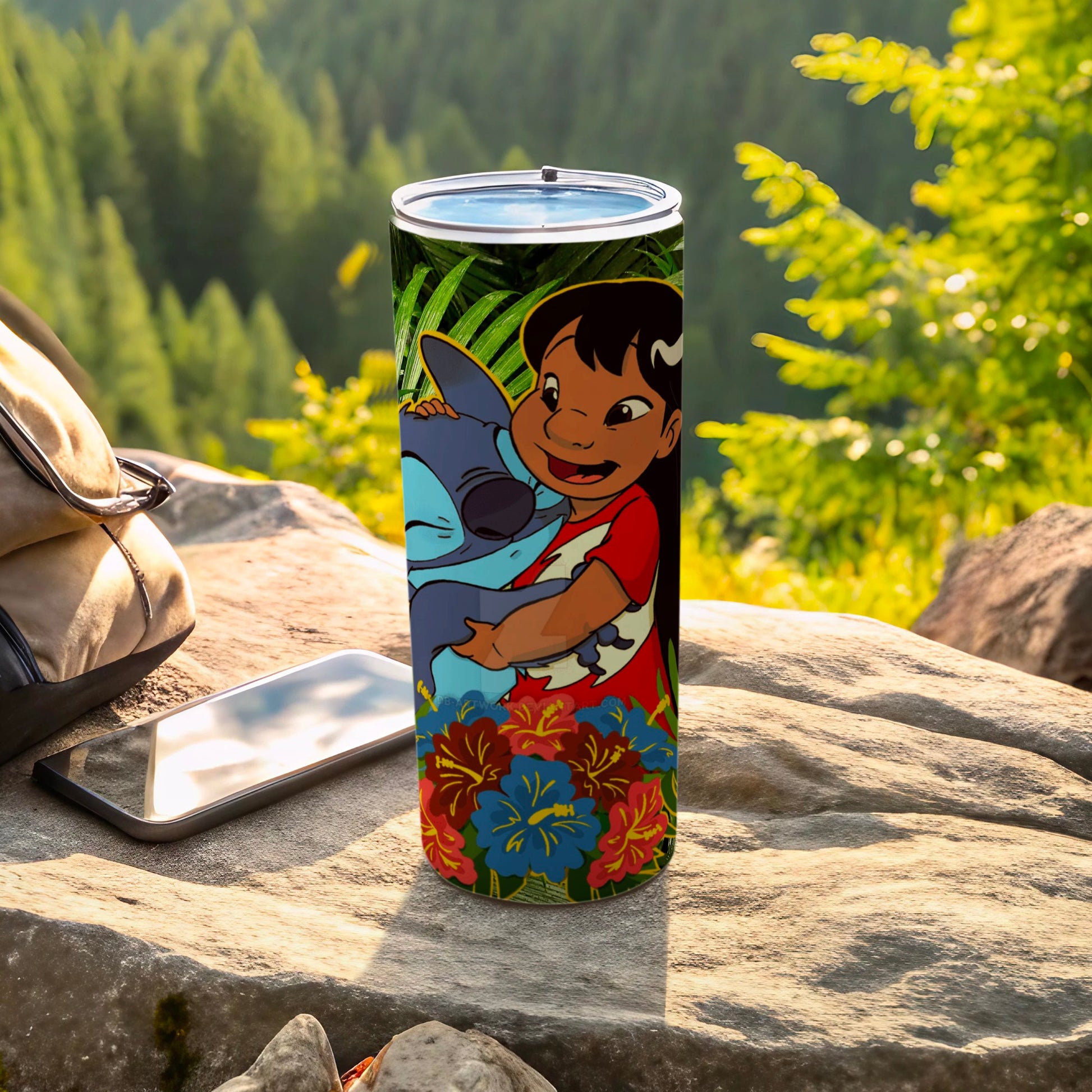 Colorful Adventure Travel Tumbler with Cartoon Design