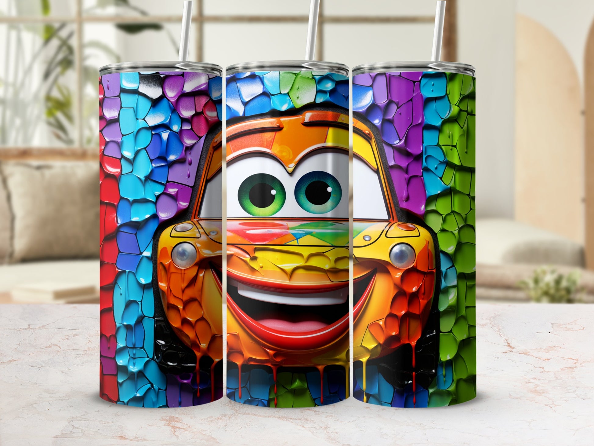 Colorful Car Character Design Insulated Tumbler