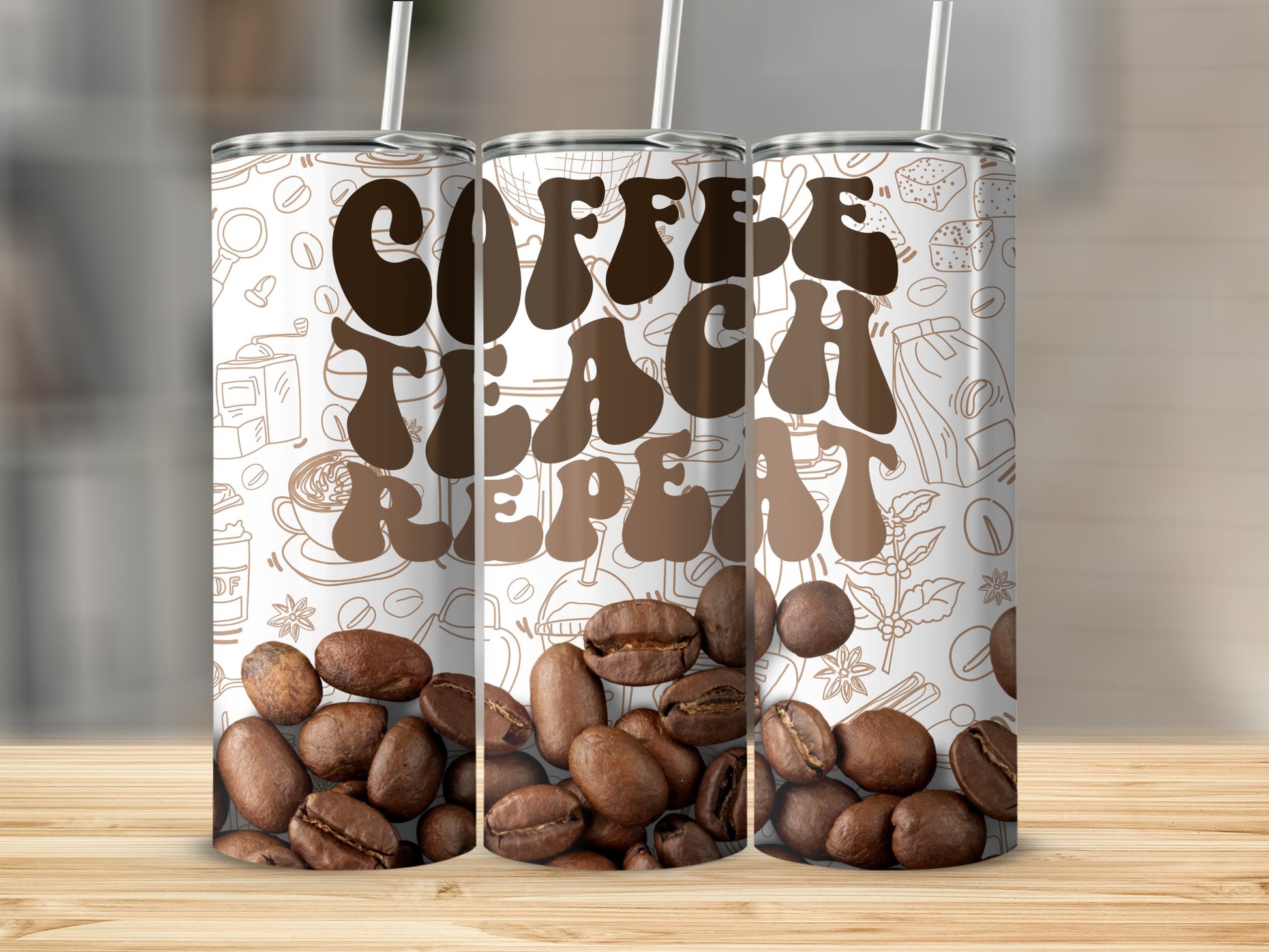 Coffee Teach Repeat Insulated Tumbler Stainless Steel