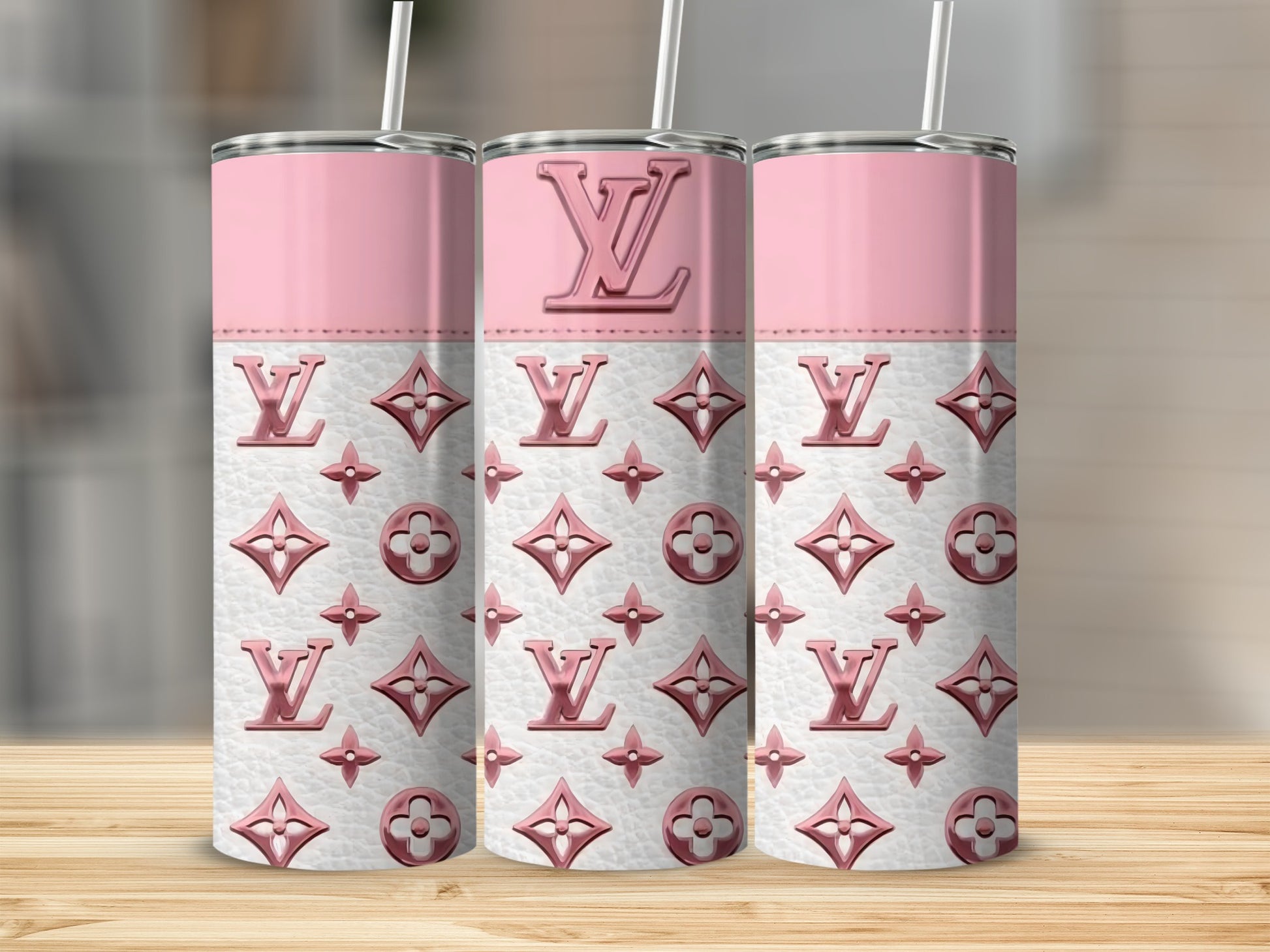 Stylish Designer Inspired Pink and White Tumbler