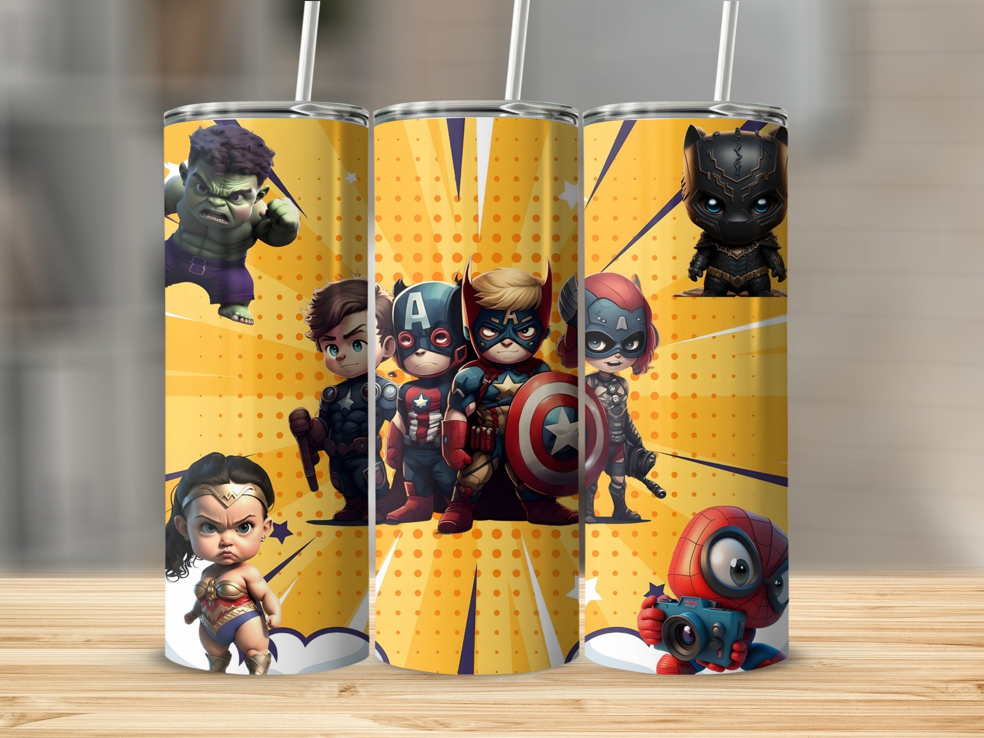 Cute Cartoon Superhero Design Tumbler Kid-Friendly Drinkware