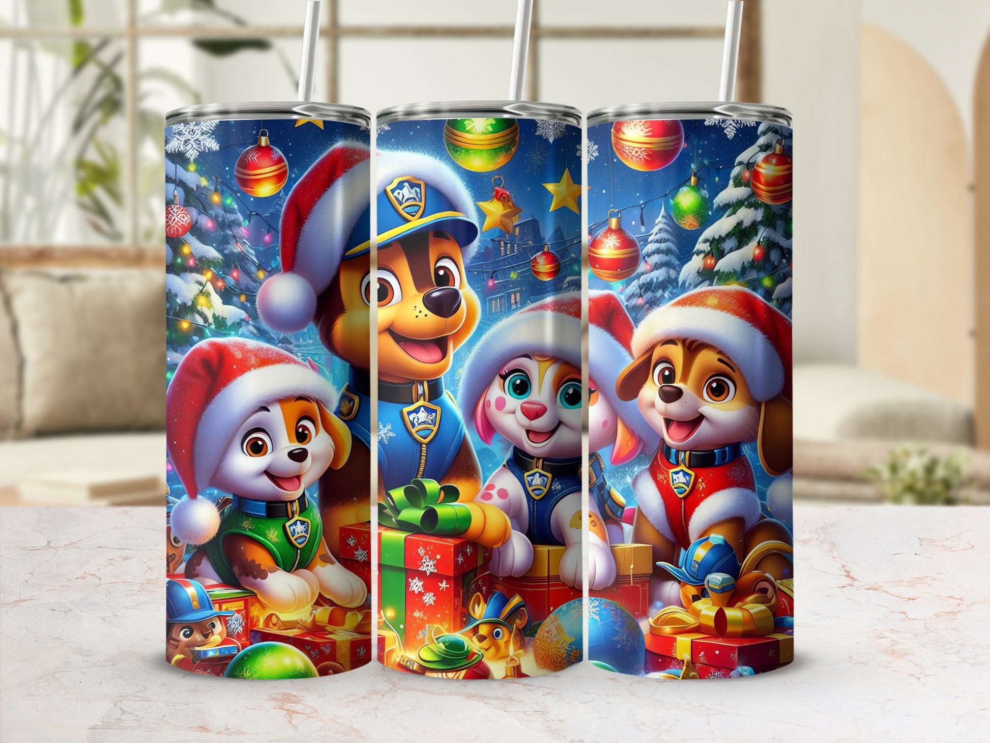 Festive Christmas Cartoon Characters Tumbler Cup