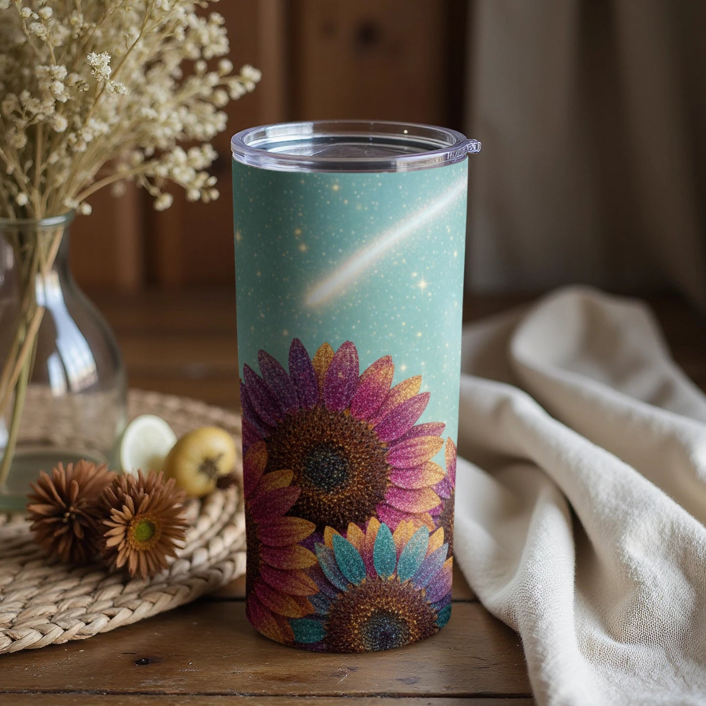 Colorful Floral Starry Night Thermal Tumbler