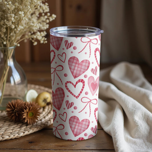 Charming Hearts and Bows Patterned Tumbler