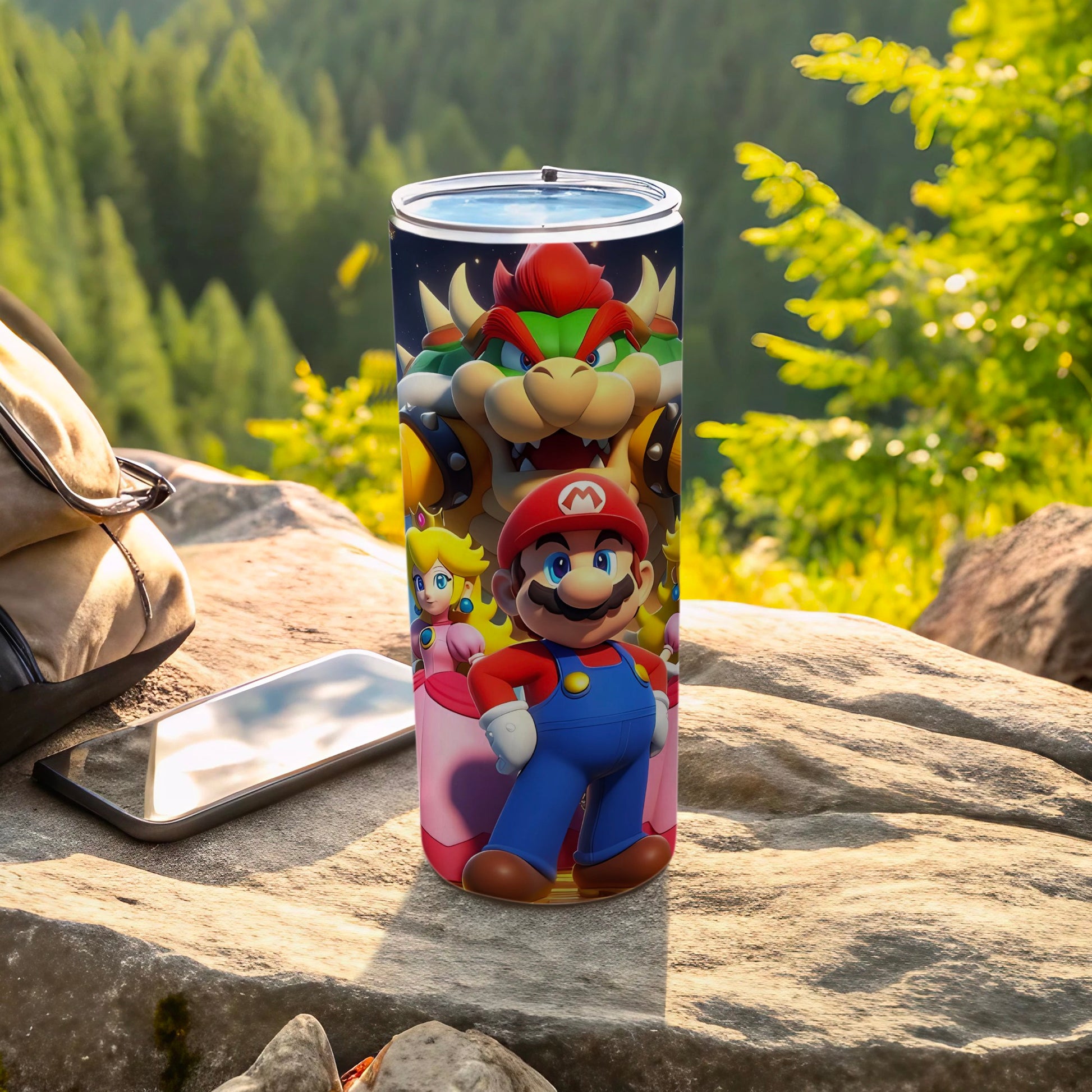 Colorful Mario Bowser Princess Peach Travel Tumbler