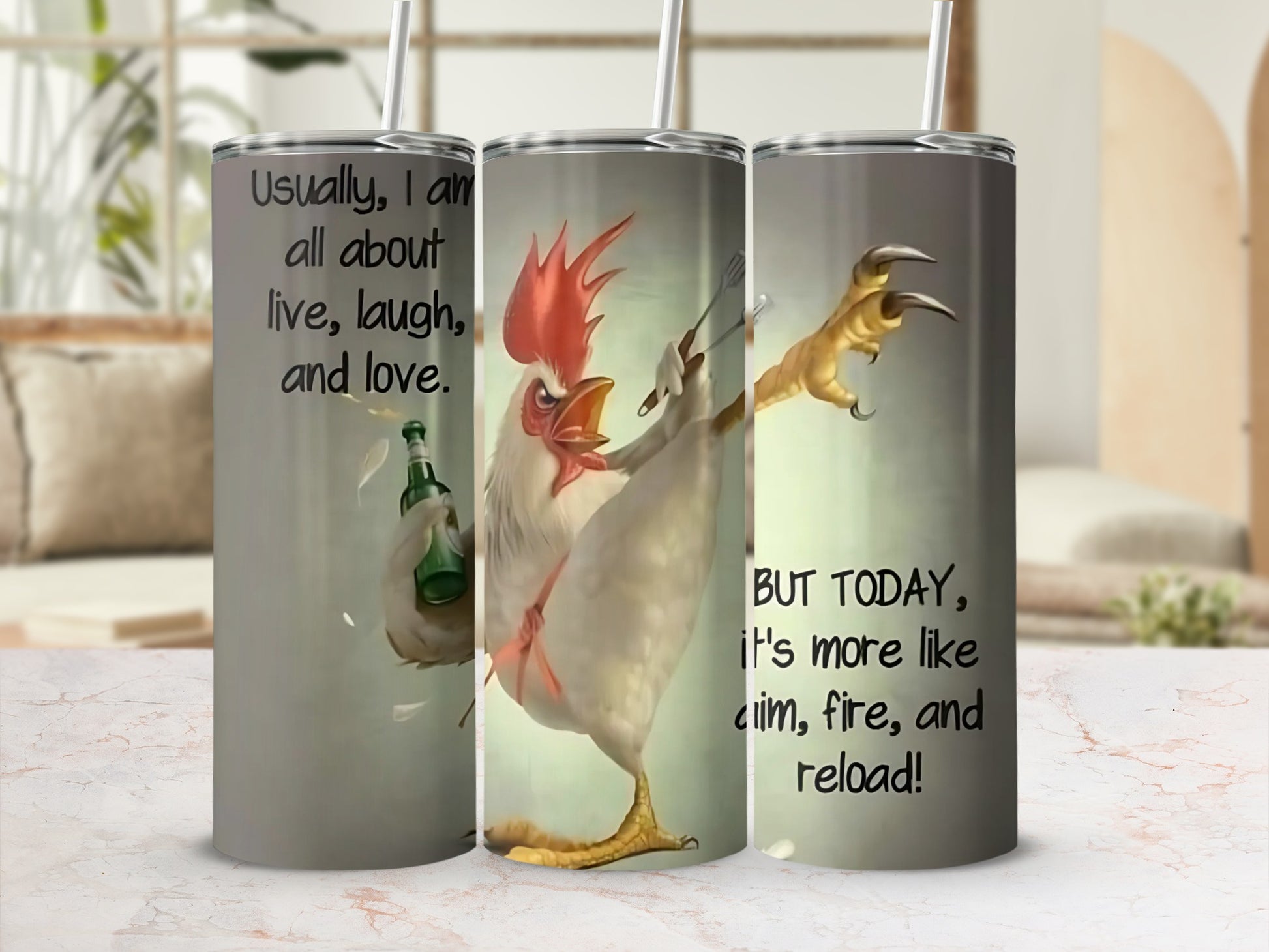 Funny Live Laugh Love Aim Fire Reload Tumbler Product