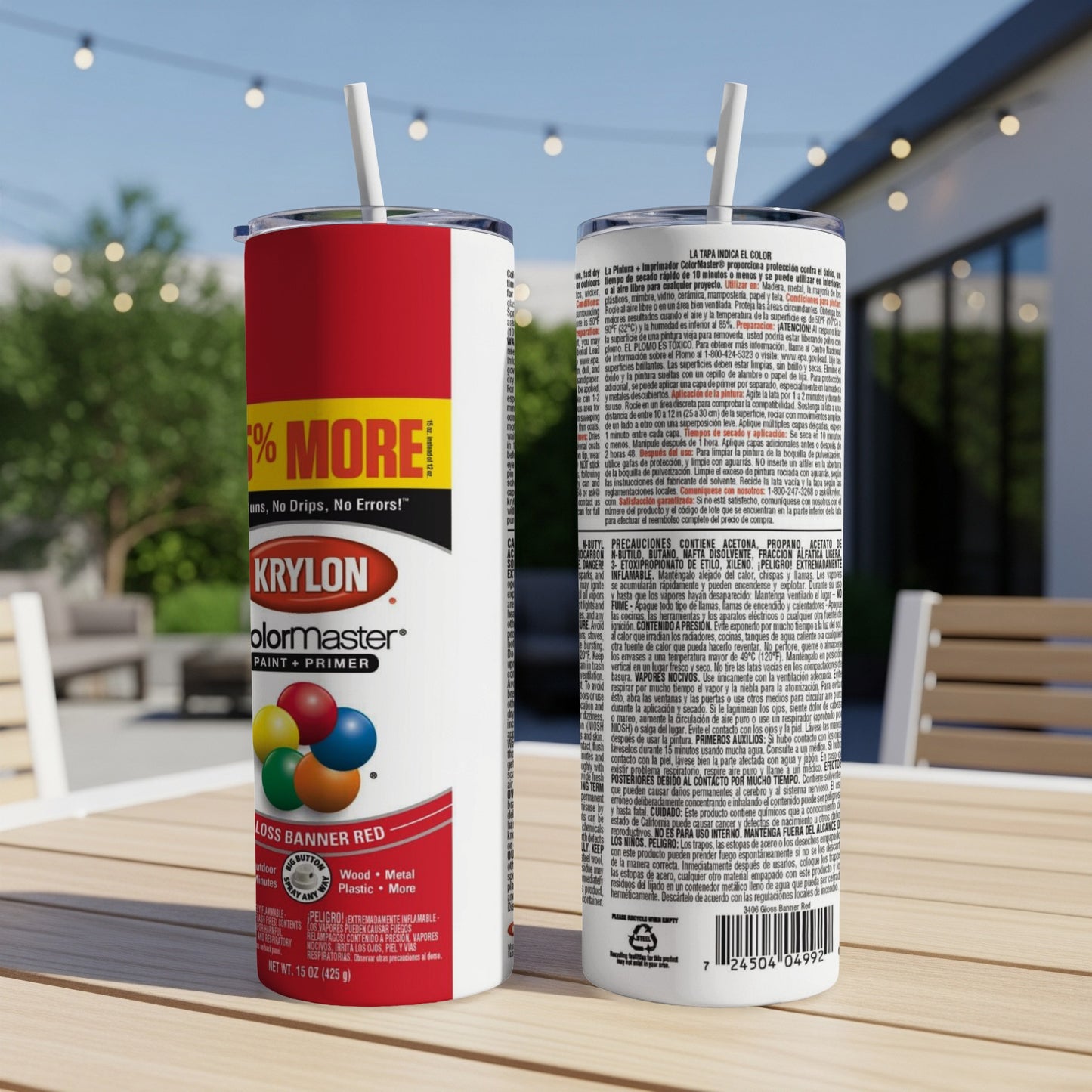 Krylon ColorMaster gloss banner red spray paint primer can.