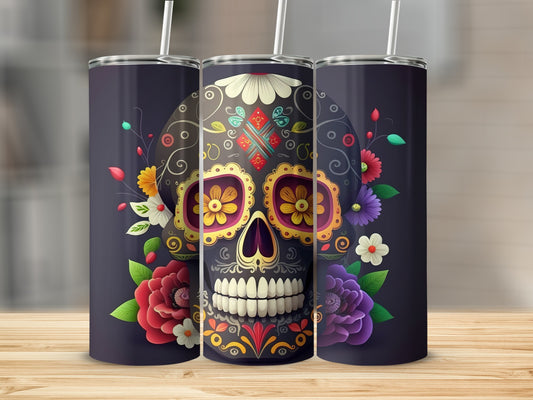 Colorful Sugar Skull Art Design Tumbler Product