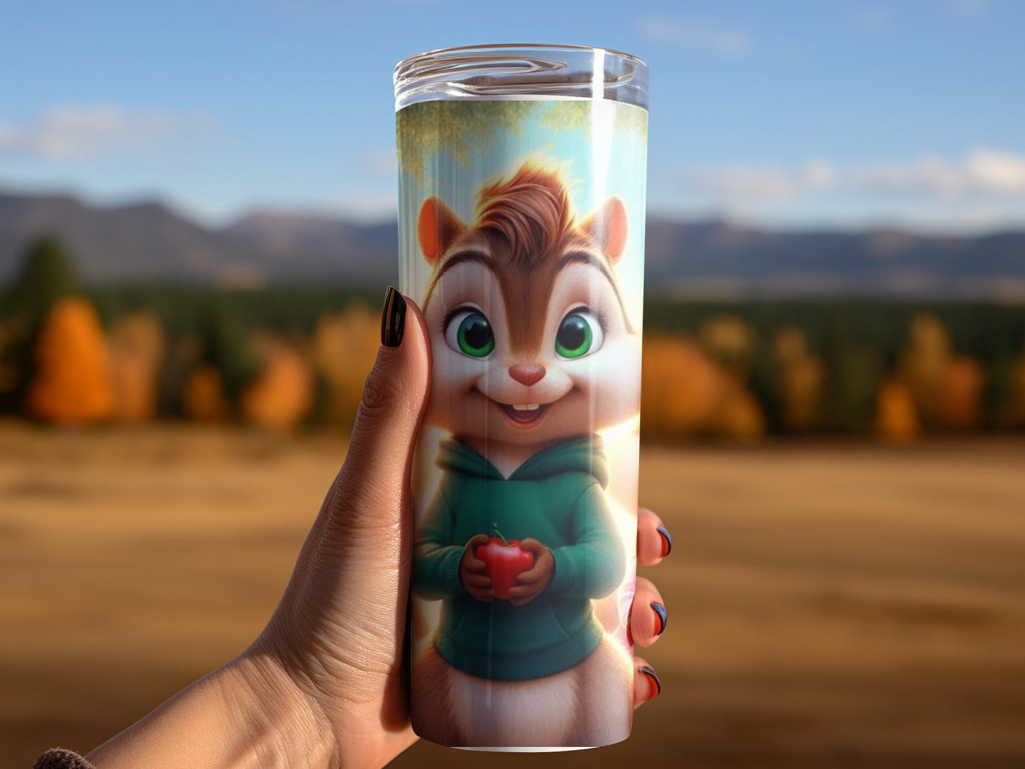 Animated Chipmunks With Apple Digital Art Design Tumblers