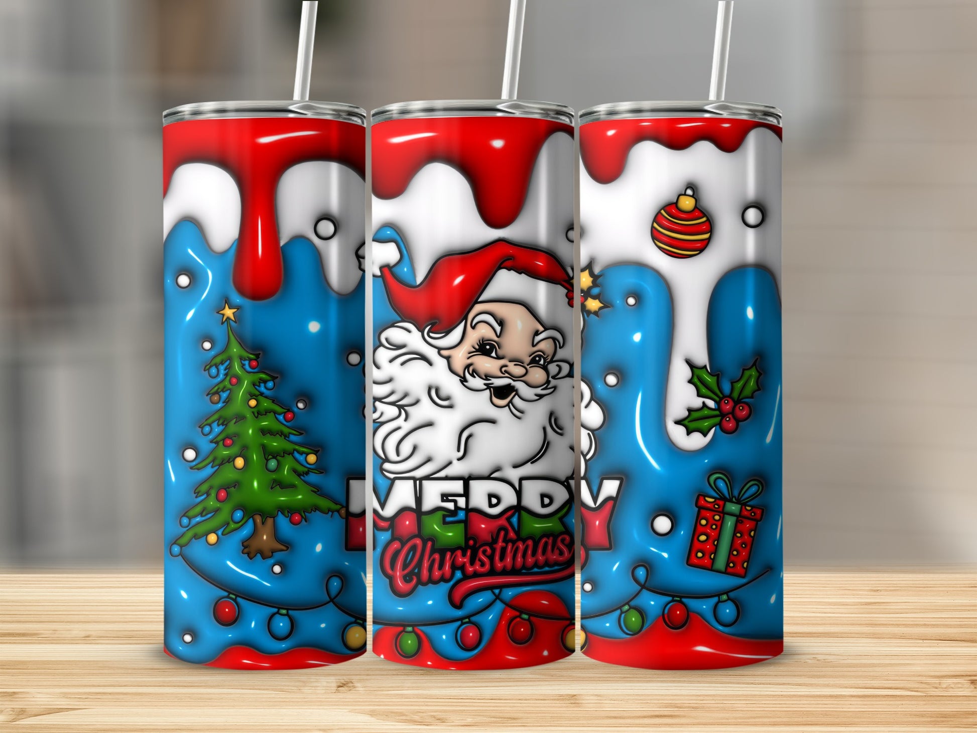 Festive Santa Christmas Tree and Gifts Tumbler