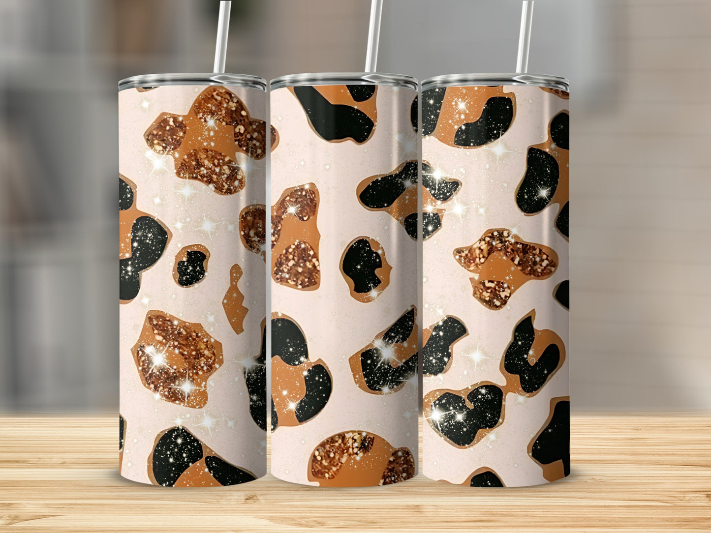Sparkling Leopard Print Design Insulated Tumbler
