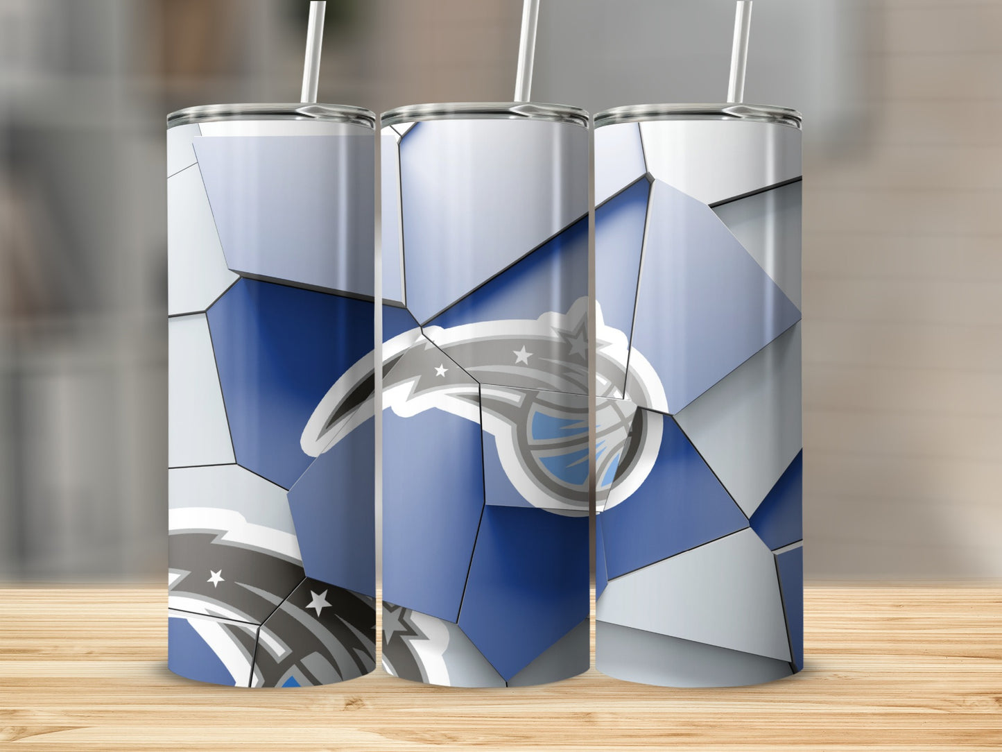 Orlando Magic Mosaic Pattern White Blue Modern Tumblers