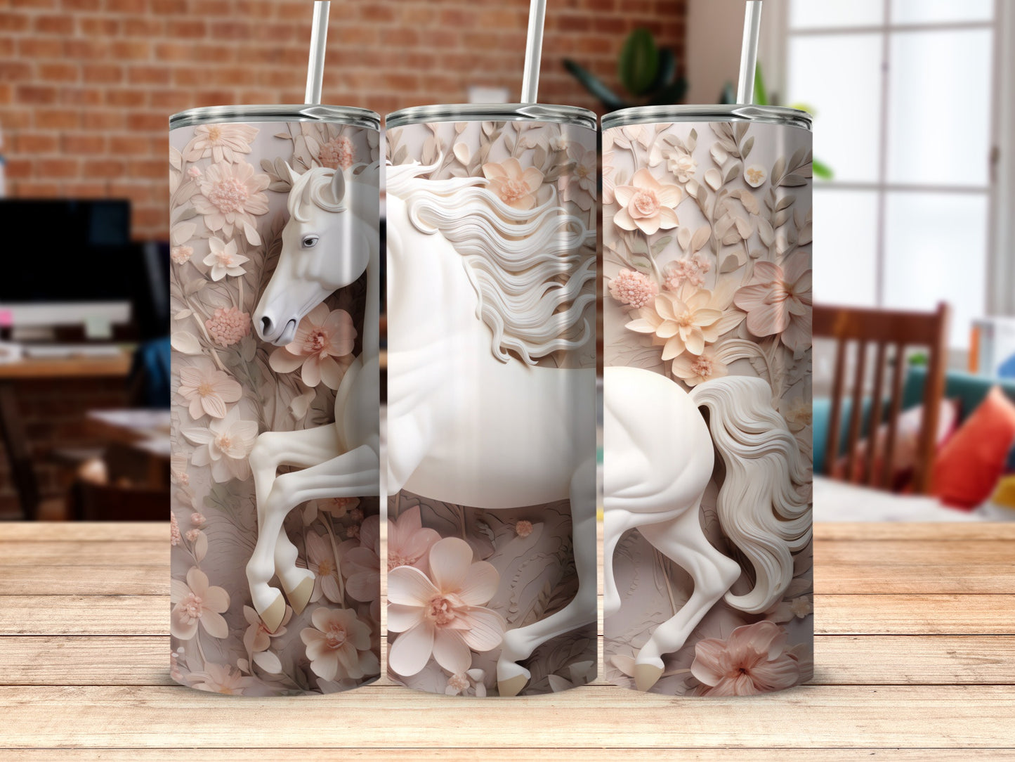 Dreamy White Horse Pastel Floral Tumbler product type
white horse
floral design
pastel flowers
dreamy aesthetic
elegant horse
mythical creature
fantasy art
equine design
blossom pattern
pink flowers
cream flowers
3D effect
relief art
nature inspired
artistic tumbler
animal motif
unique design
gift idea
drinkware
tumbler cup