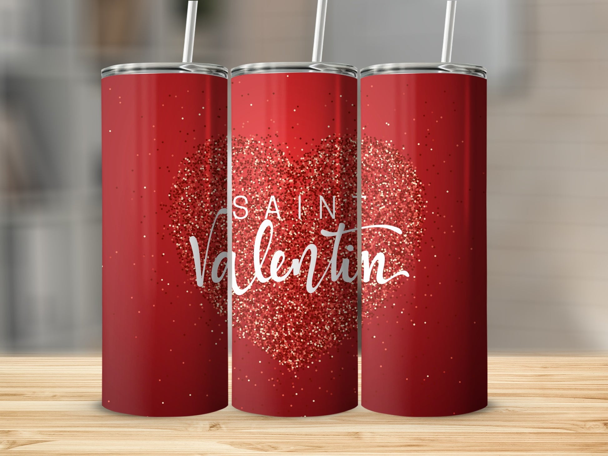 Saint Valentin Glitter Heart Design Tumbler