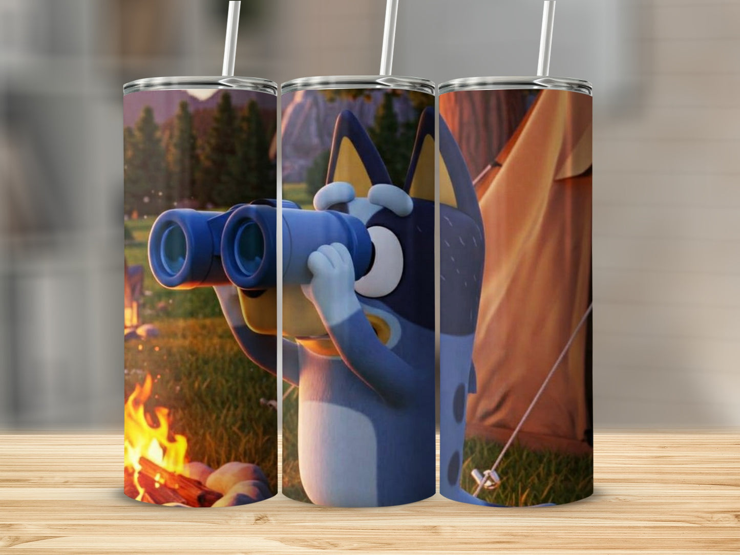 Cute Camping Scene with Binocular Character Tumbler