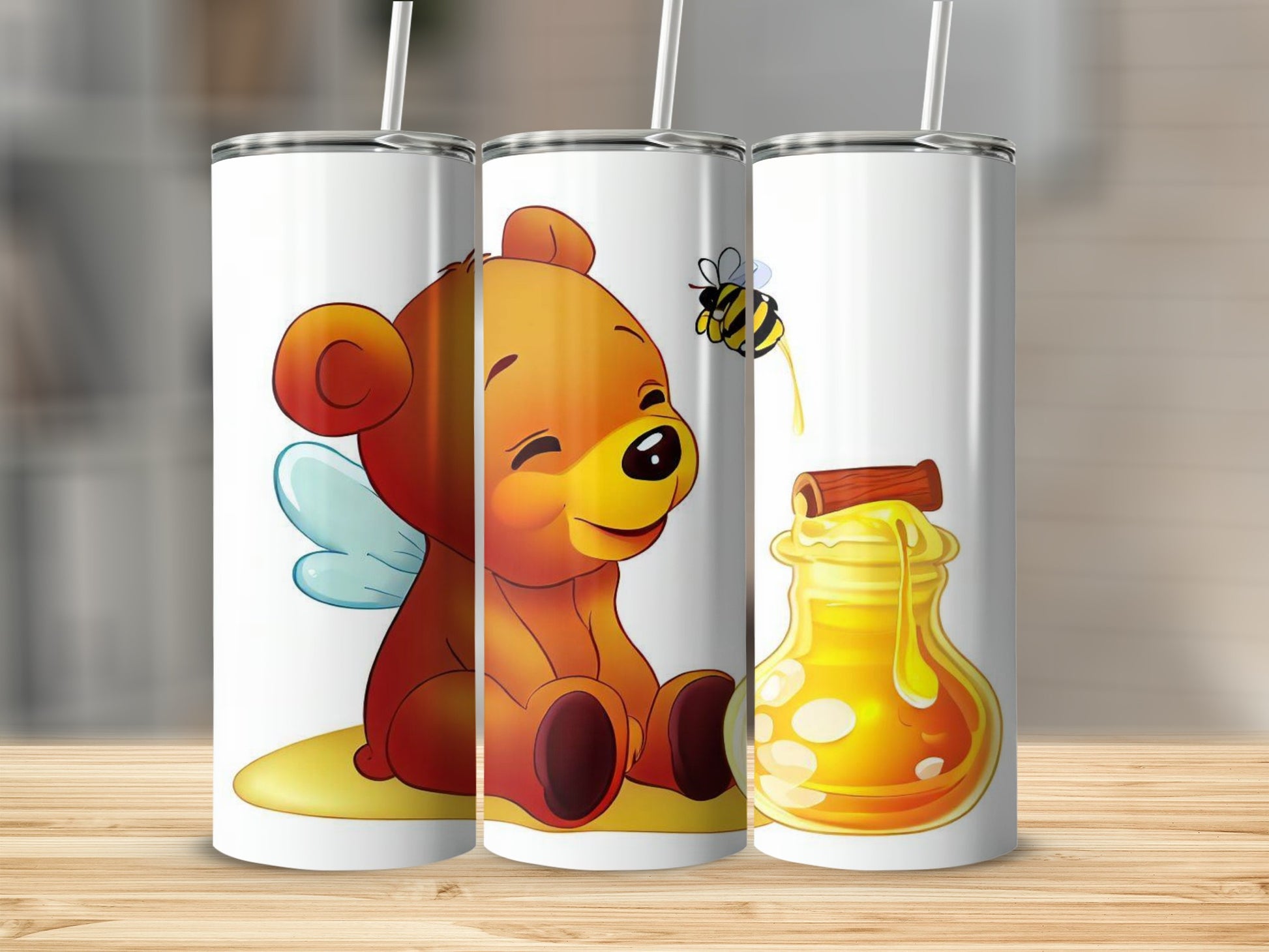 Cute Bear and Honey Themed Tumbler for Kids