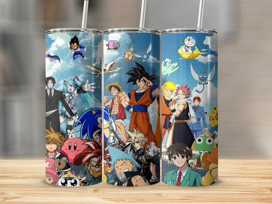 Anime Character Collage Design Ready-to-Use Tumbler