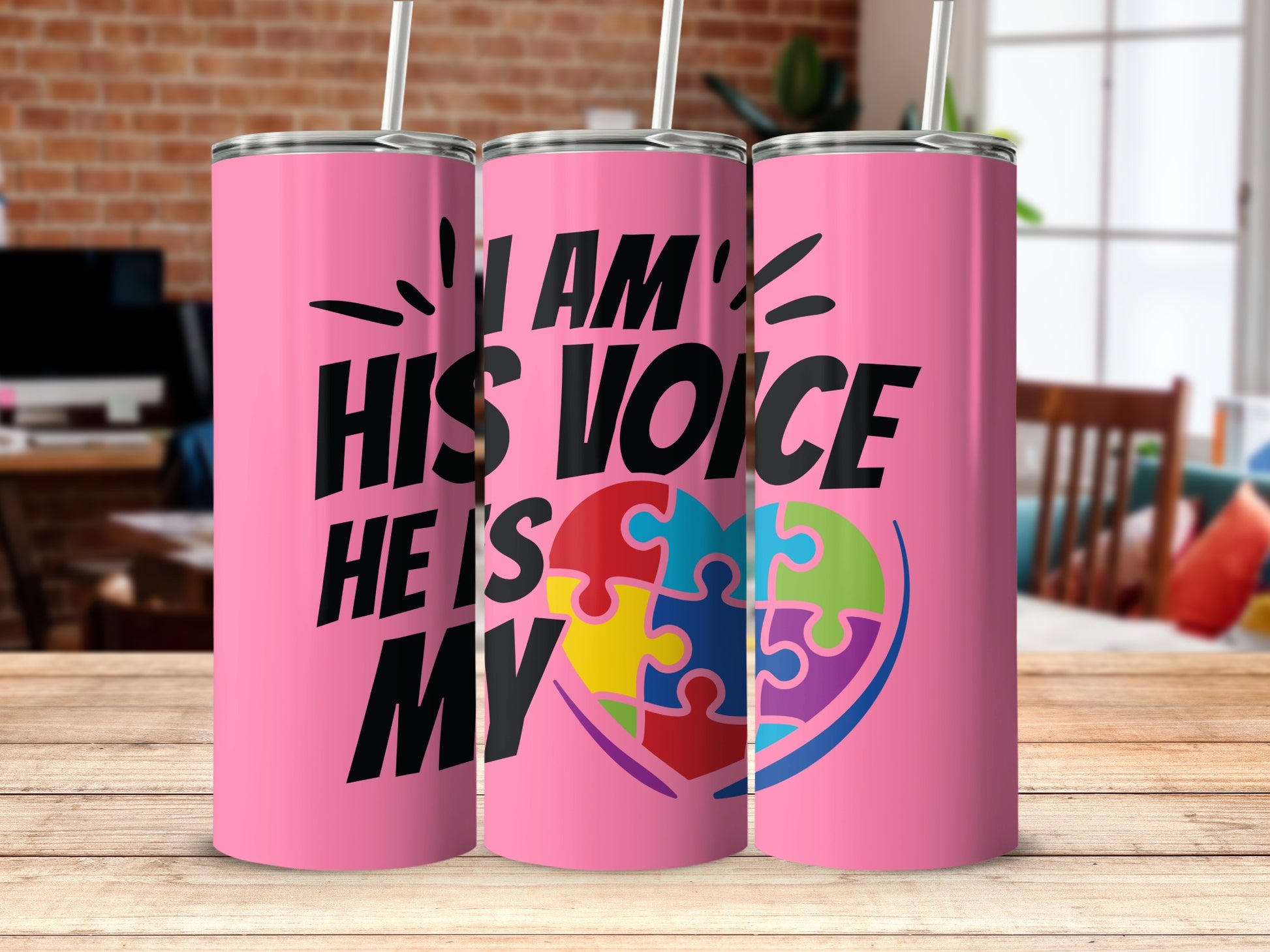 I Am His Voice He Is My Heart Colorful Tumblers