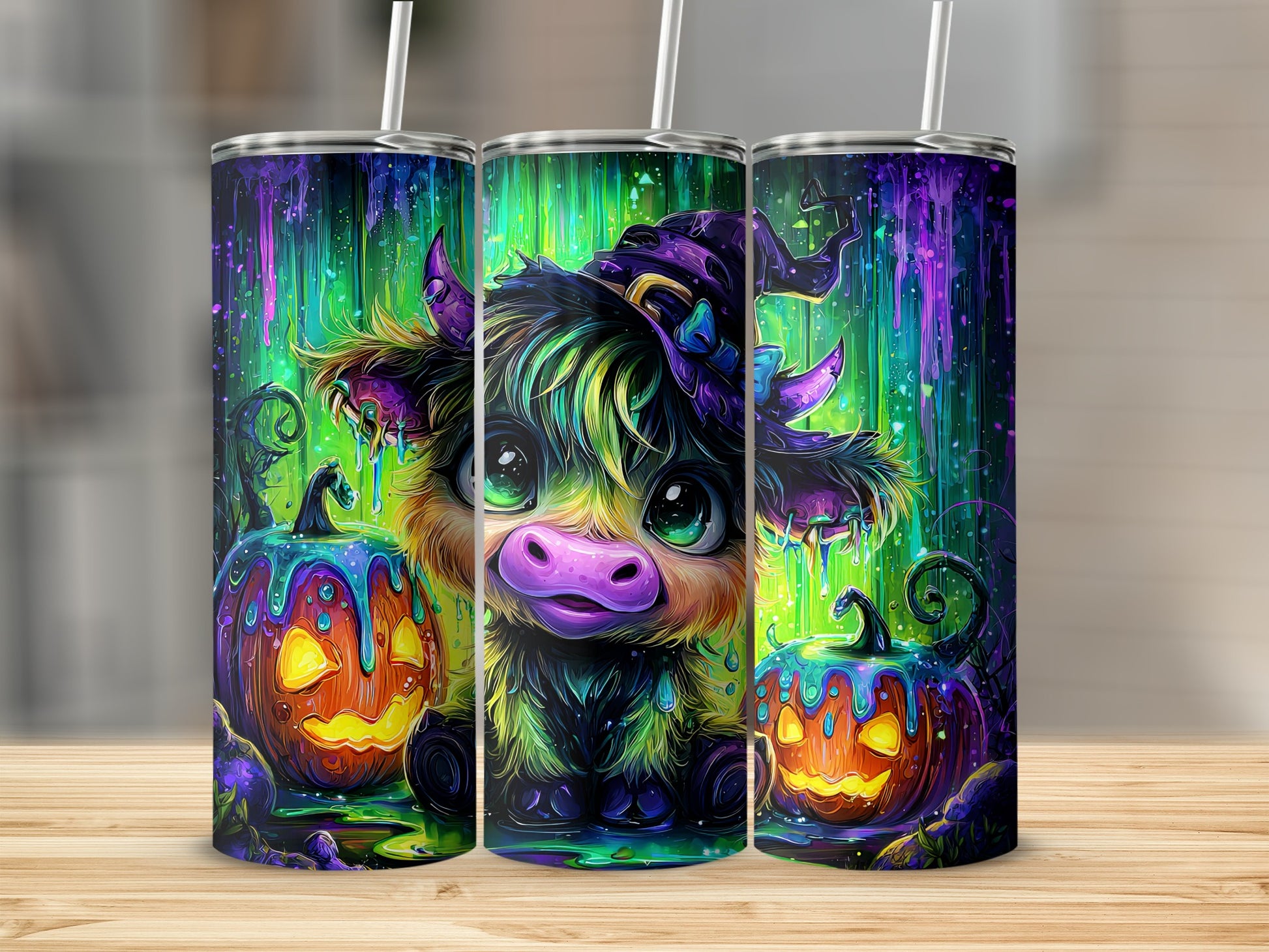 Adorable Halloween Highland Cow Tumbler for Festive Fun