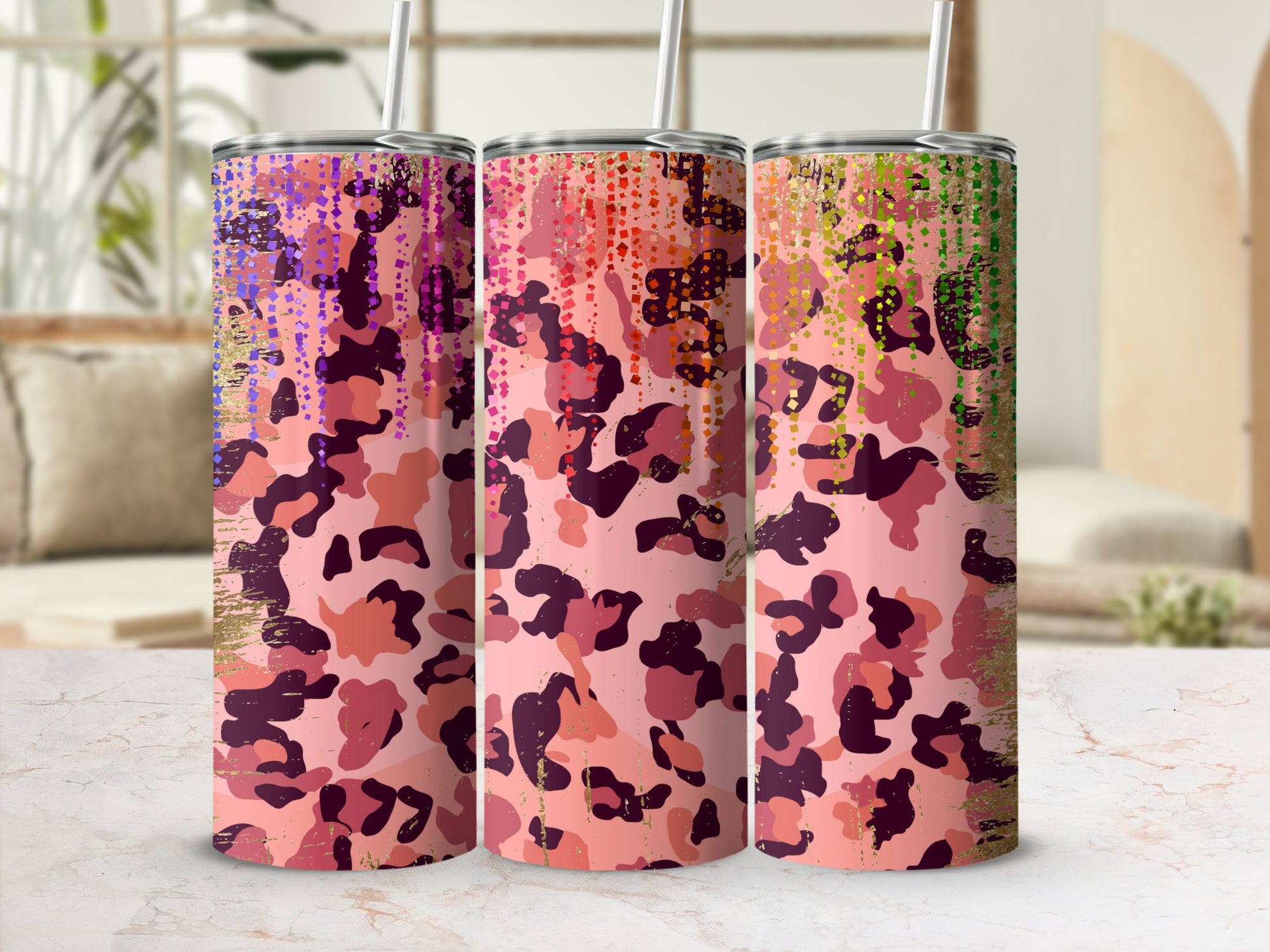 Vibrant Abstract Camouflage Design Tumblers Product