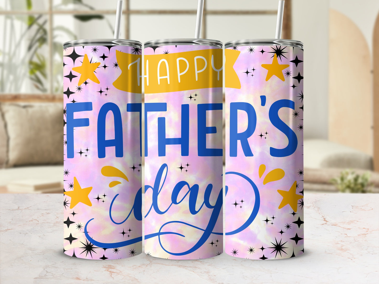 Happy Father's Day Tumbler with Stars and Colors