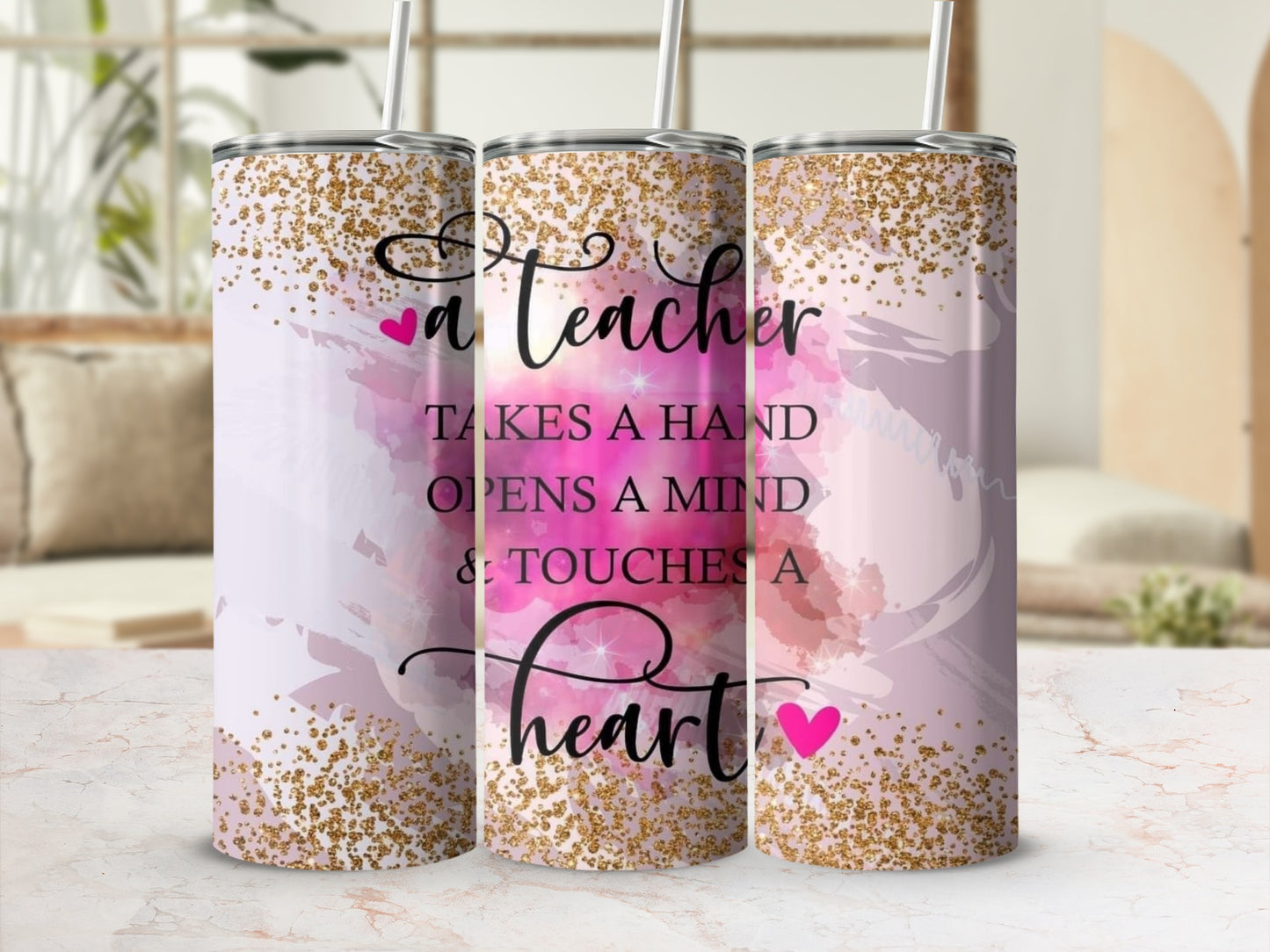 A Teacher Opens A Mind Touches A Heart Design Tumblers