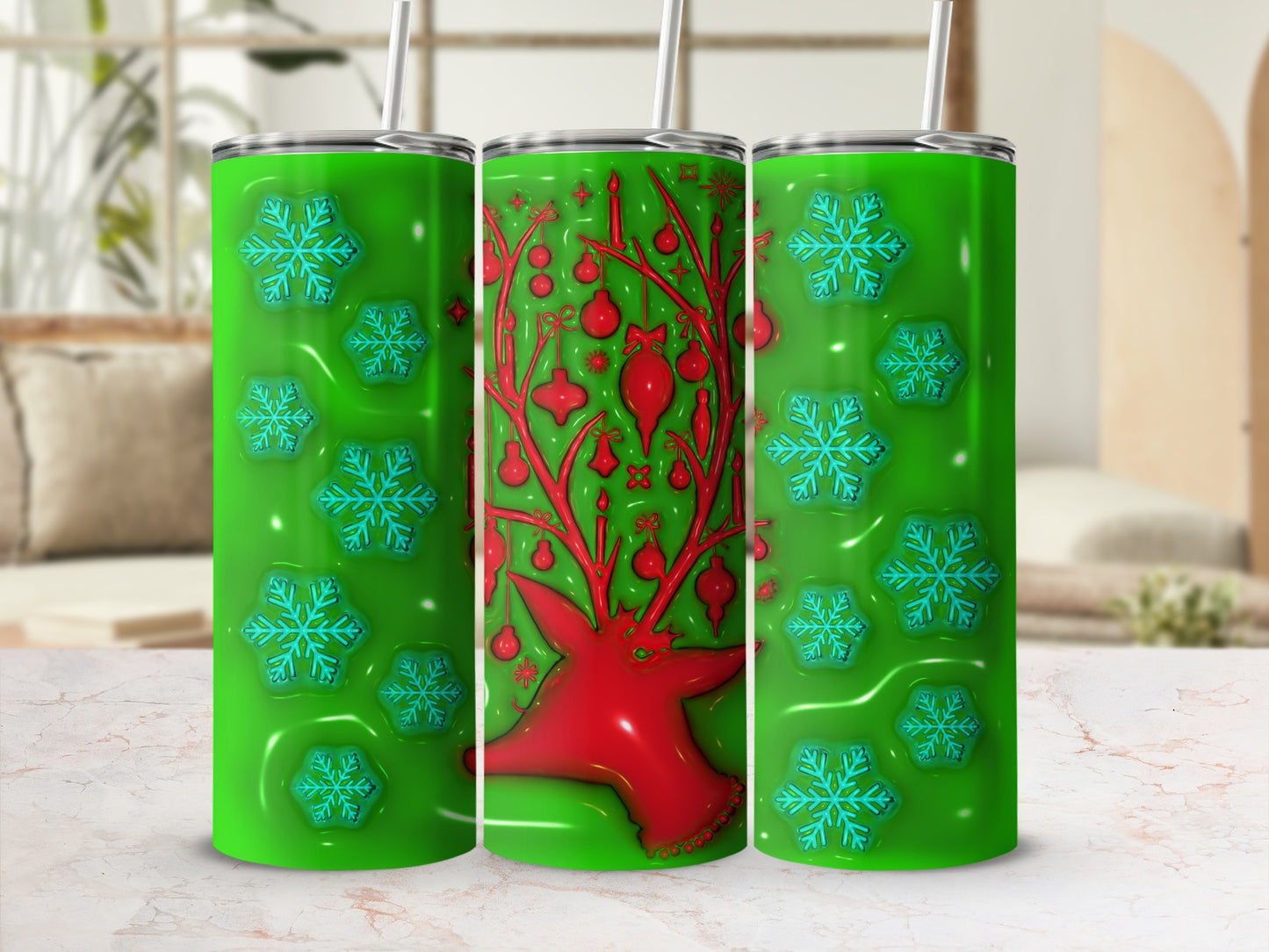 Christmas Tree Ornament and Snowflake Tumbler Product