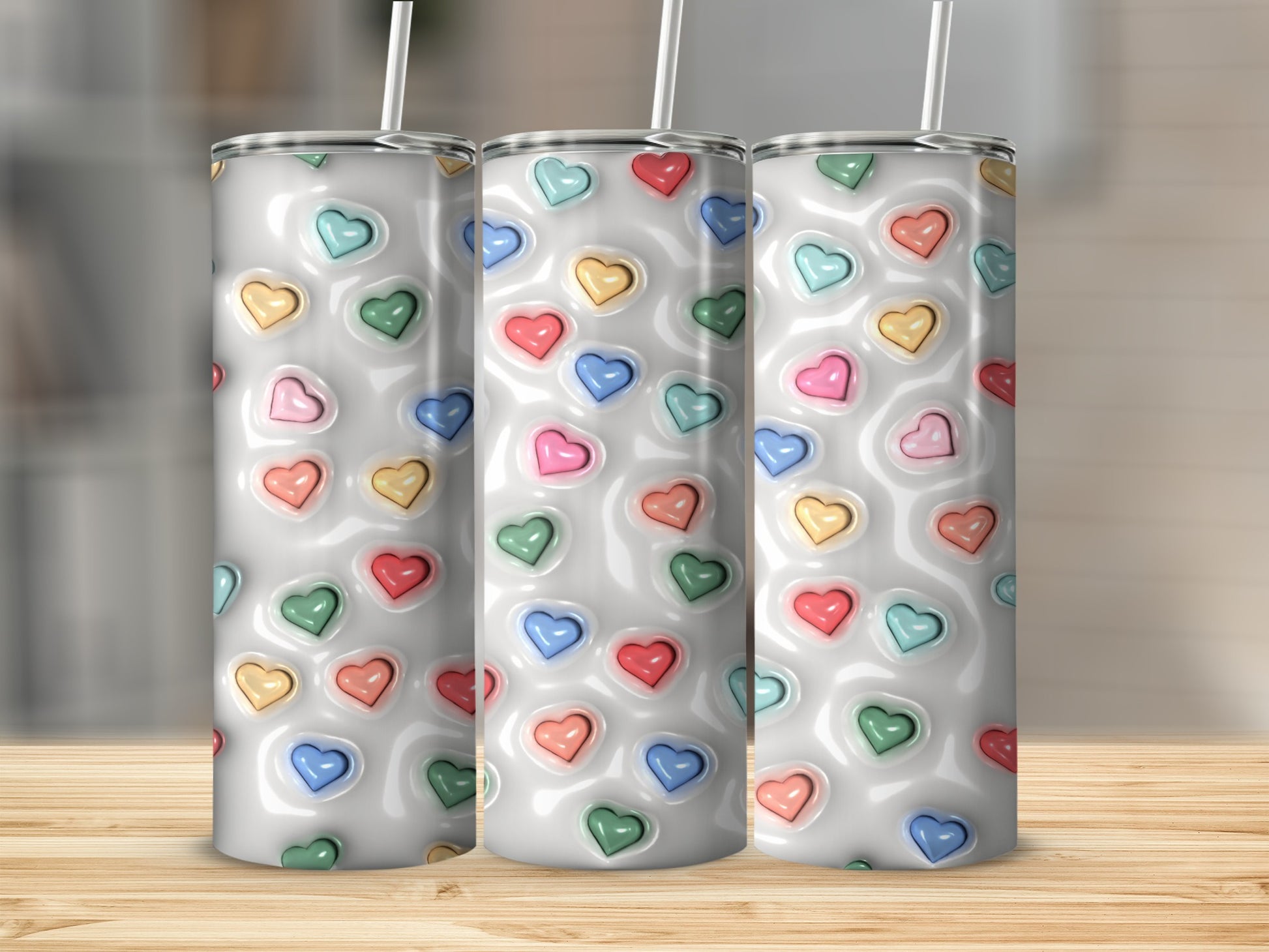 Colorful Heart Patterned Tumbler for Everyday Usage