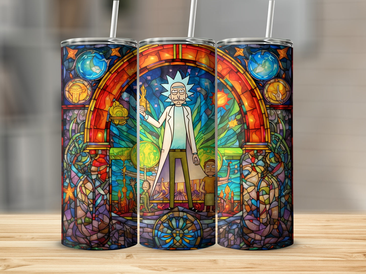 Vibrant Stained Glass Style Tumbler with Unique Design