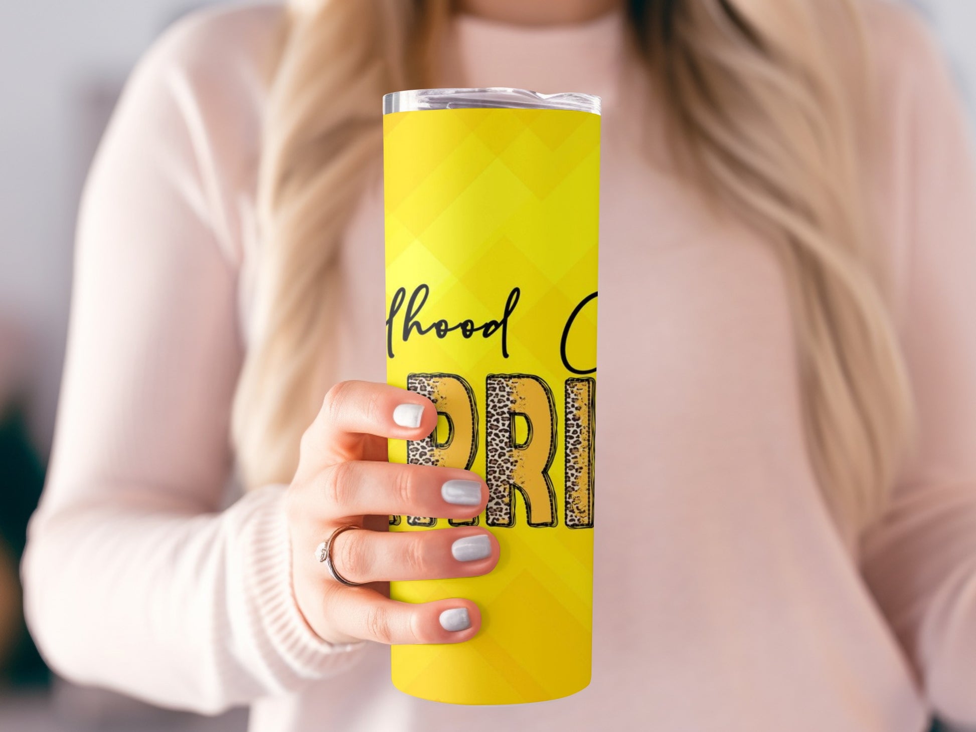 Bright Yellow Good Vibes Tumbler Cup
