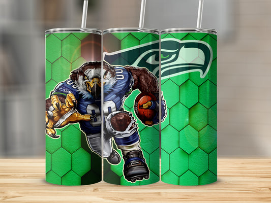 Seattle Seahawks Eagle Football on Green Hexagon Tumblers