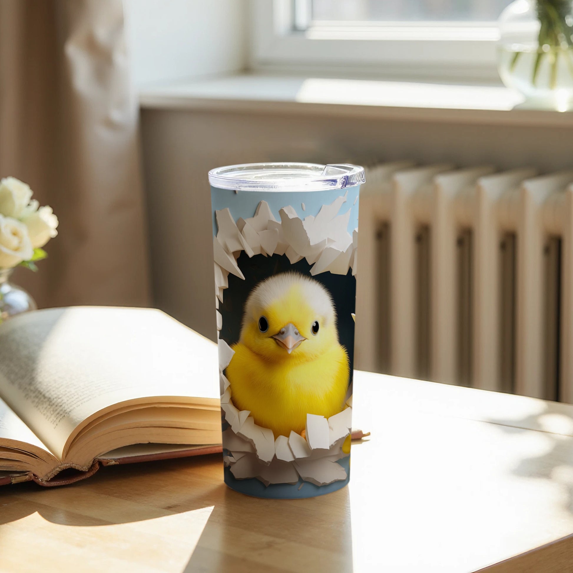 Adorable Yellow Chick Hatching Blue Background Tumbler product type
chick tumbler,yellow chick,cute chick,hatching chick,eggshell design,baby chick,fluffy chick,animal tumbler,spring tumbler,easter tumbler,drinkware,insulated tumbler,travel mug,unique tumbler,animal graphic,pet gift,bird design,blue tumbler,kawaii chick,adorable chick