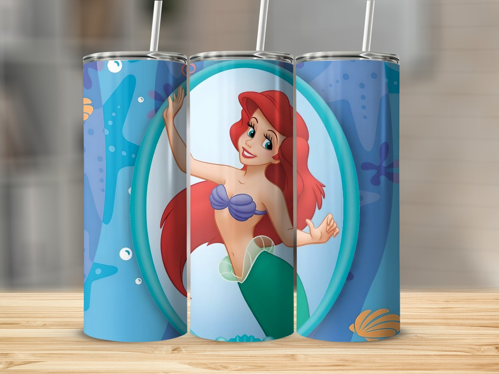 Mermaid-Themed Insulated Stainless Steel Tumbler Cup