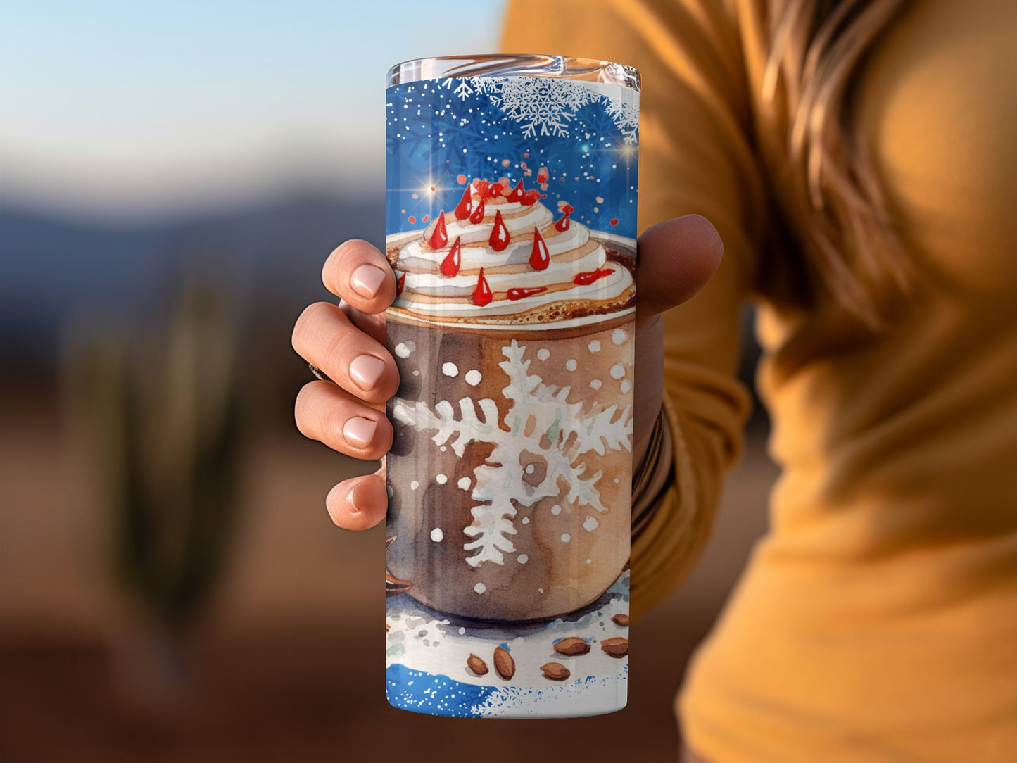 Festive Winter Holiday Themed Travel Mug design