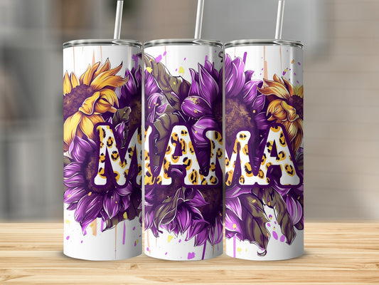 Mama Sunflower Leopard Print Custom Tumbler Product