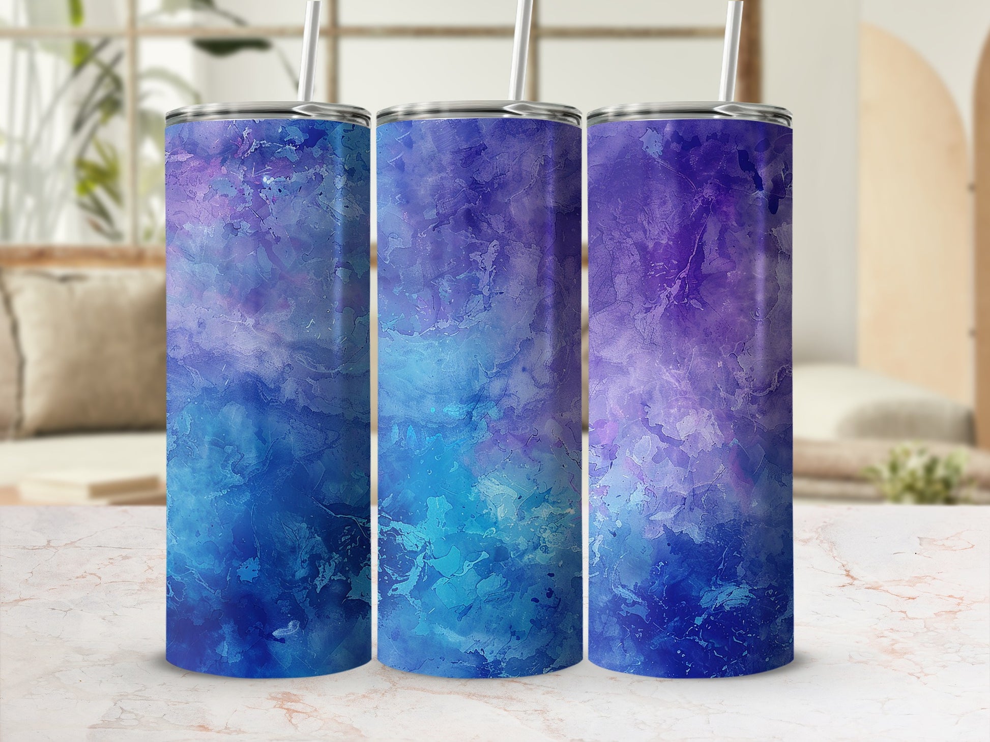 Abstract Blue and Purple Gradient Design Tumbler