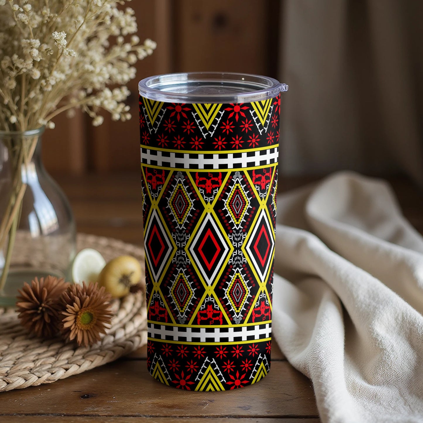 Geometric Patterned Insulated Beverage Tumbler