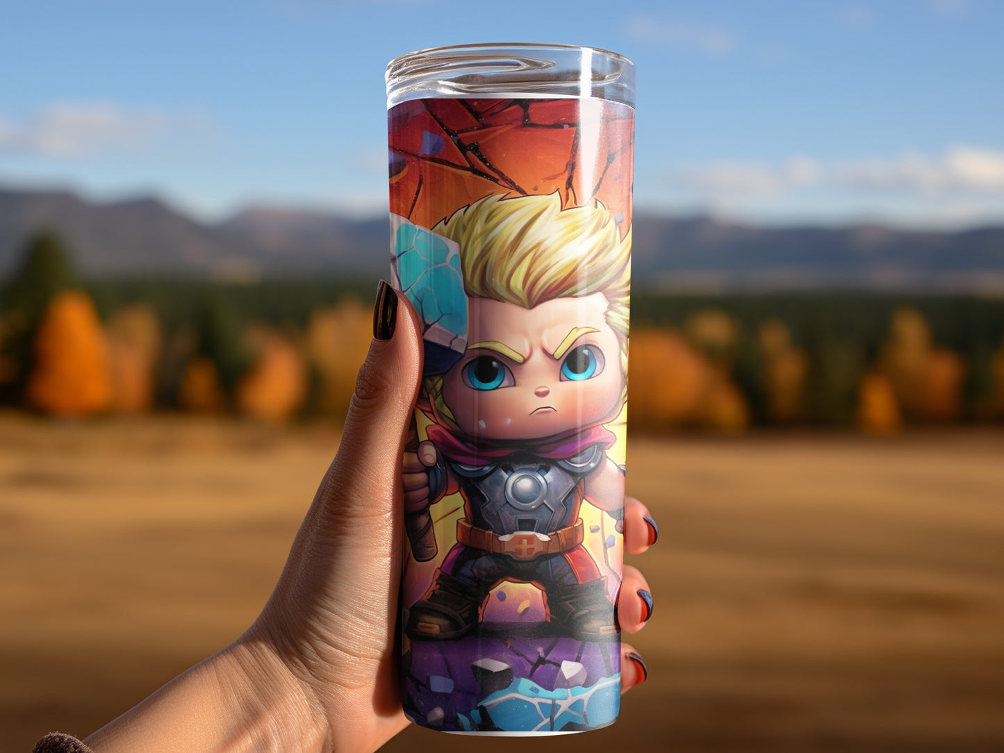 Adorable Heroic Character Tumbler Vibrant Design
