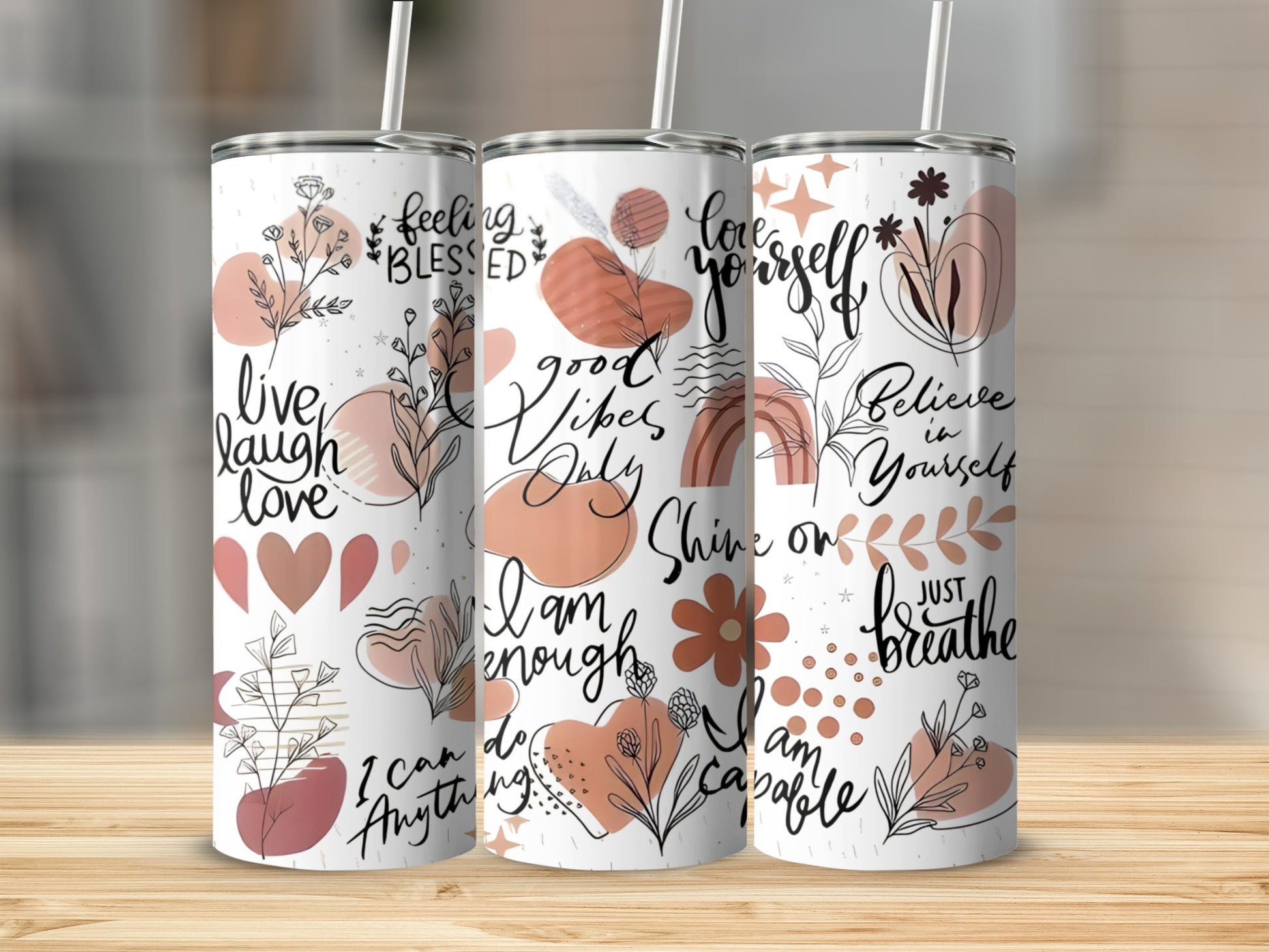 Inspirational Quotes and Art Tumblers Set for Daily Motivation