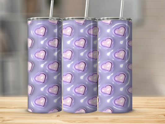 Pastel Purple Heart Pattern Glossy Tumbler Product