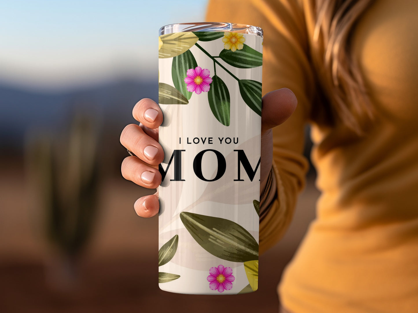 I Love You Mom Floral Design Tumbler Perfect Gift