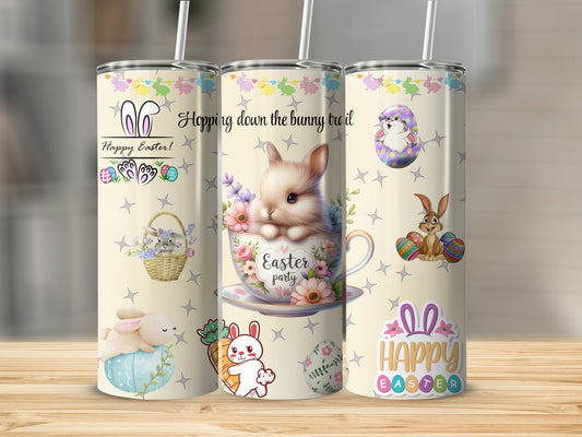 Cute Happy Easter Bunny Themed Tumbler for Festive Use