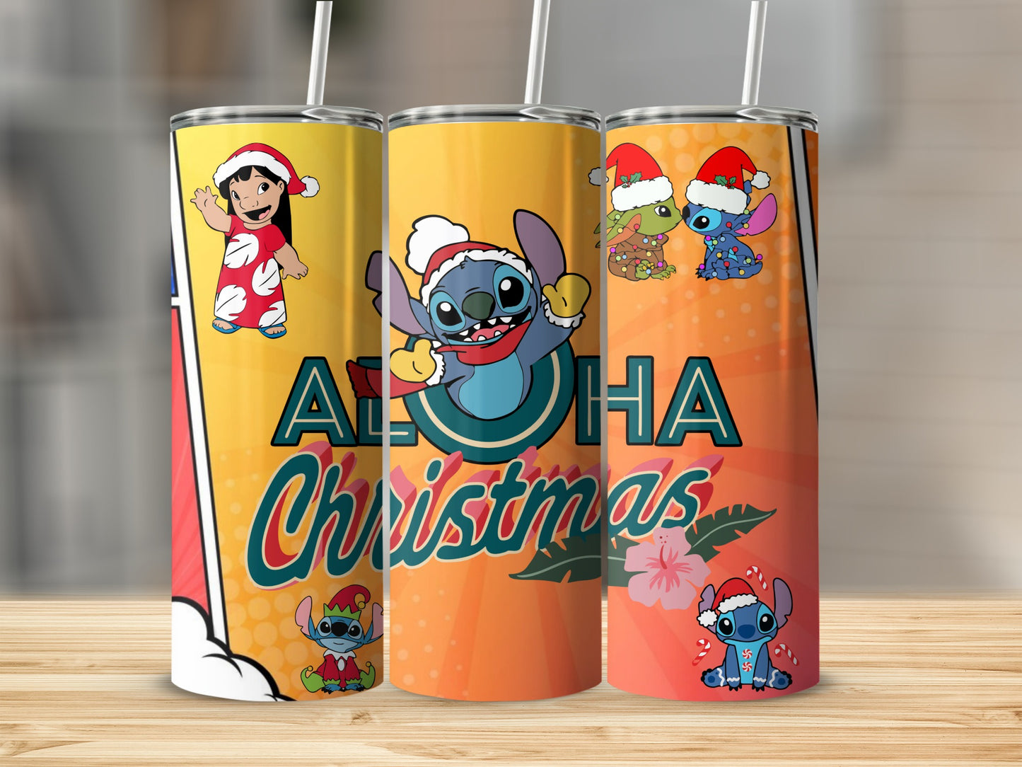 Festive Aloha Christmas Themed Tumblers