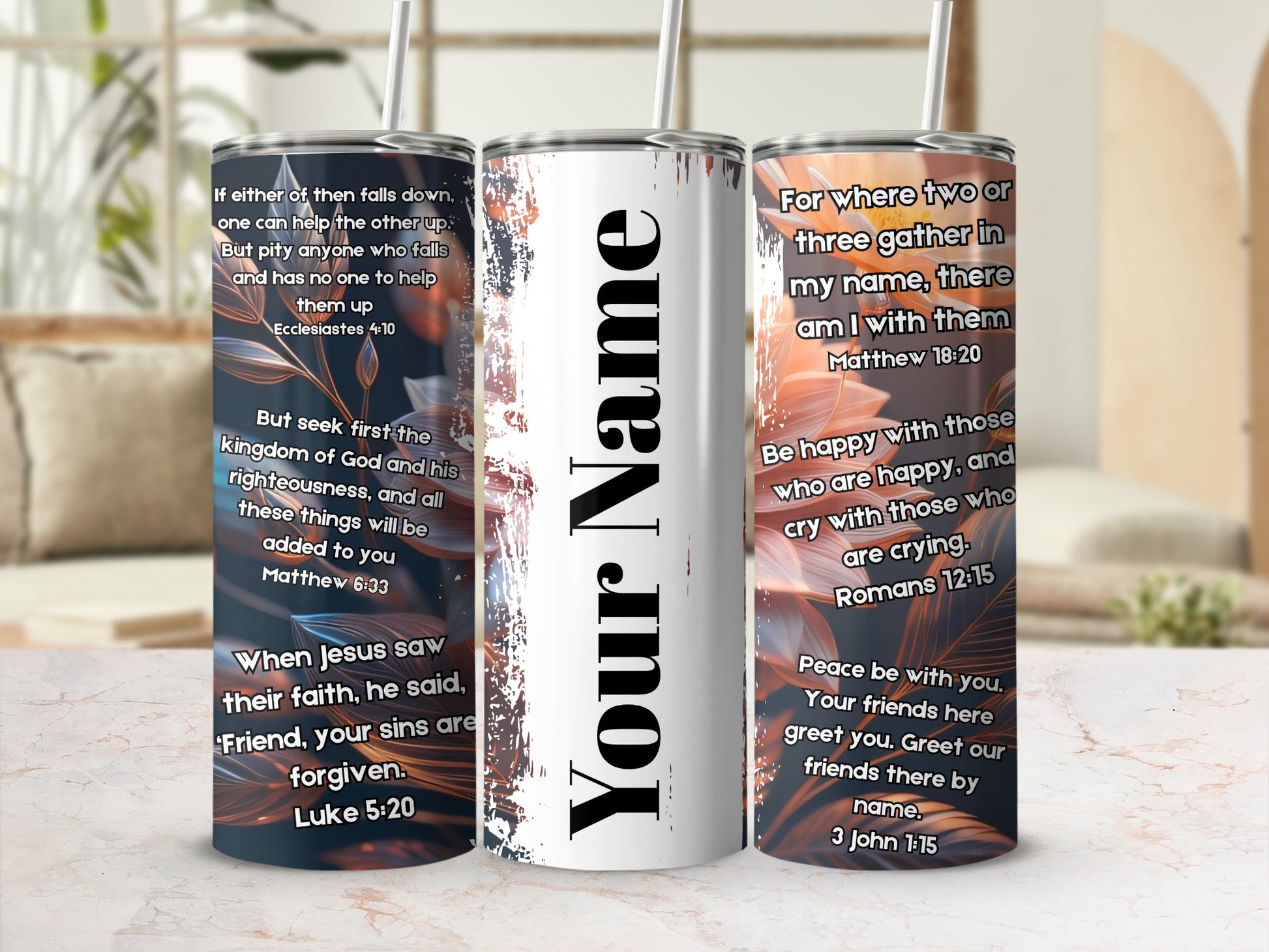 Inspirational Scripture Verses Custom Name Tumbler