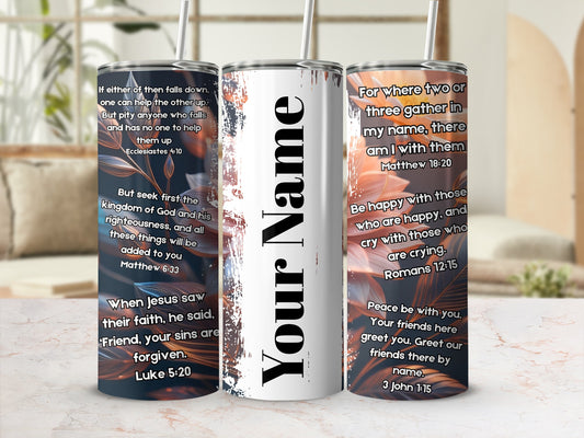 Inspirational Scripture Verses Custom Name Tumbler