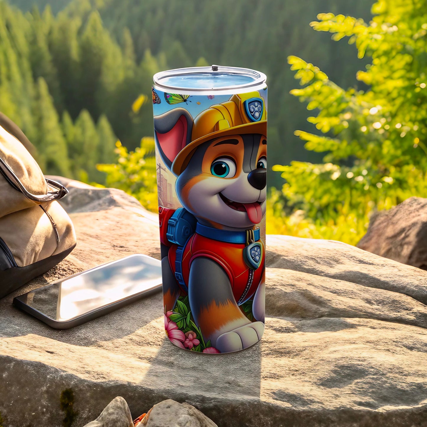 Colorful Insulated Tumbler with Cartoon Dog Design